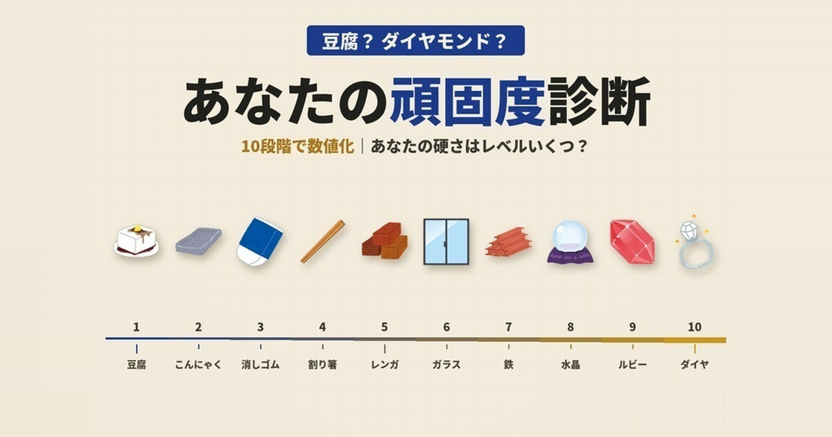 あなたの頑固度診断|豆腐?ダイヤモンド? 譲らなさを硬さ10段階で数値化