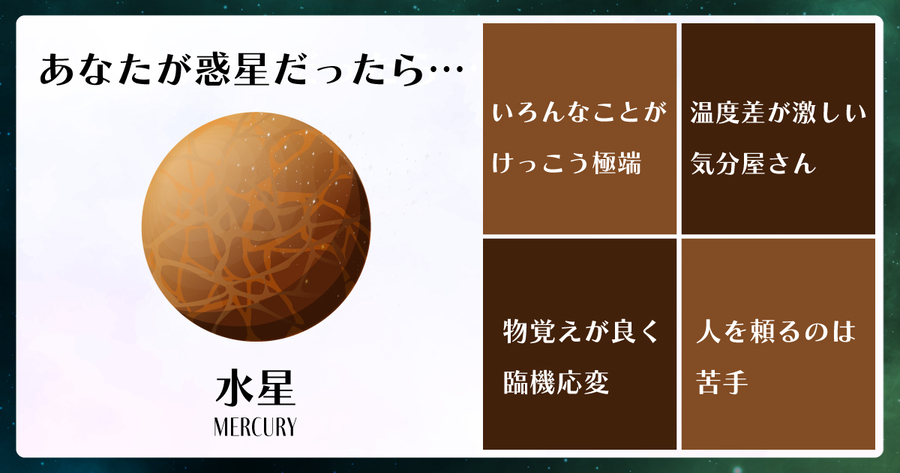 診断結果は【水星】でした！あなたを惑星に例えると診断 | ホイミー